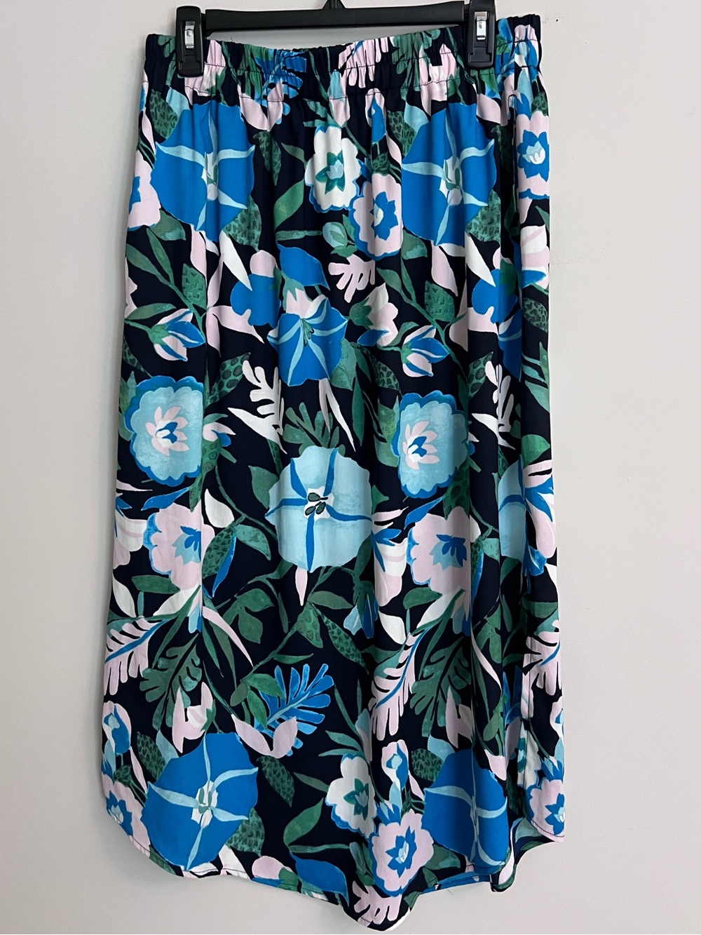 LOFT Navy Floral Maxi Skirt with Blue & Green Blooms